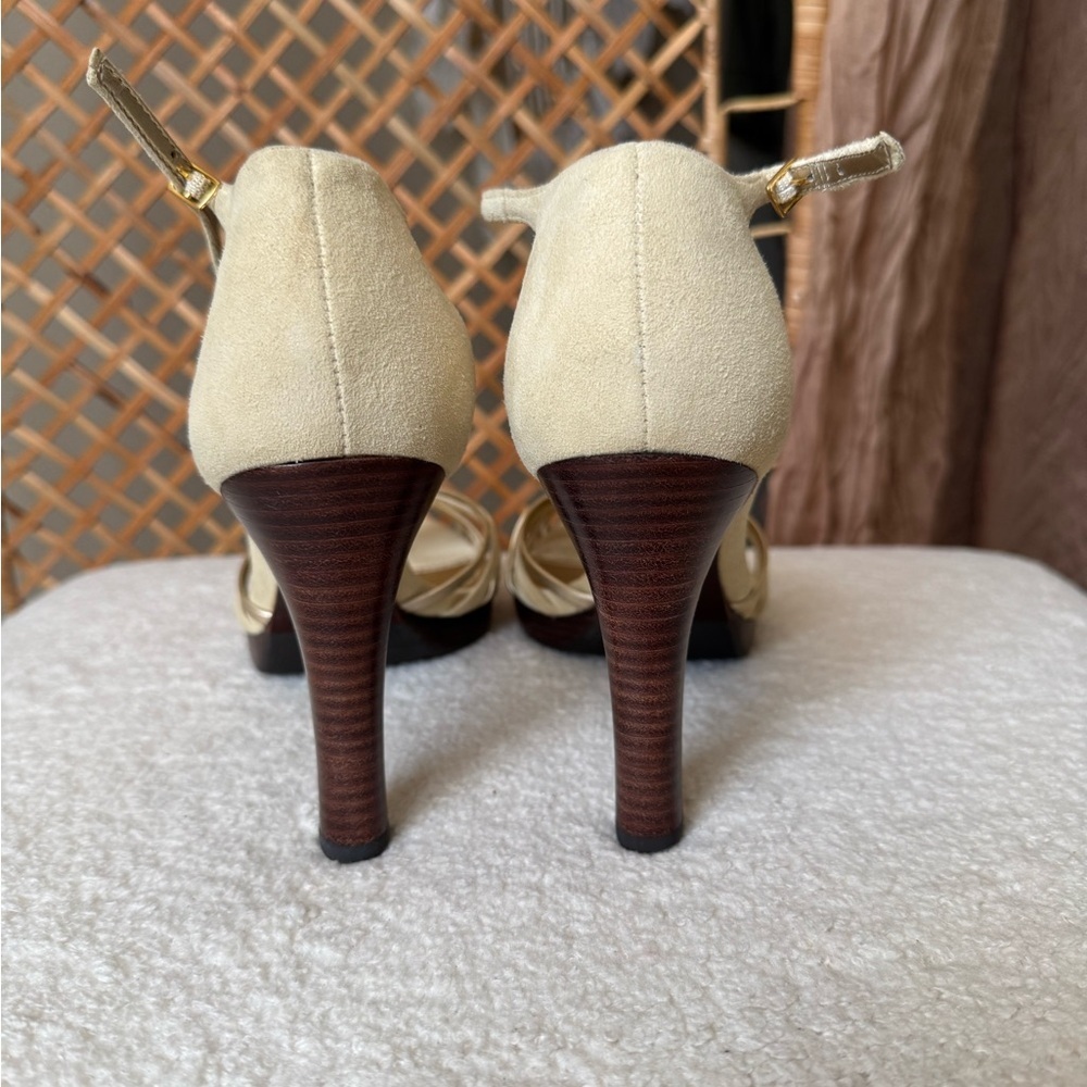 Ralph Lauren Gold and Cream Heels - Picture 8 of 15